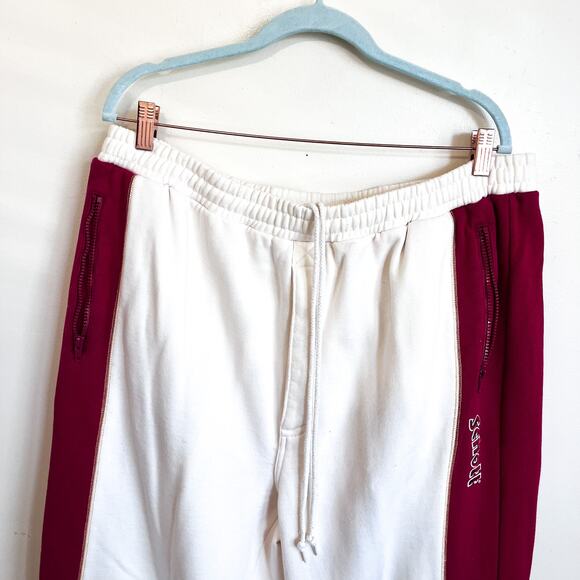 Schott Heavyweight Mens Side Stripe Sweatpants Size 3XL Cream Red Cotton Pull On - Picture 3 of 10